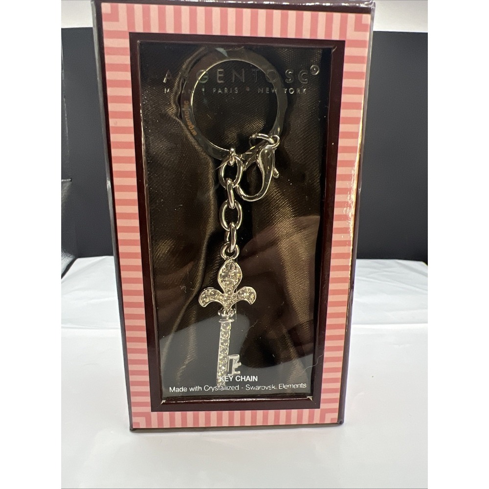 Argento‎ SC Crystalized Swarovski Fleur De Lis Keychain Key Ring